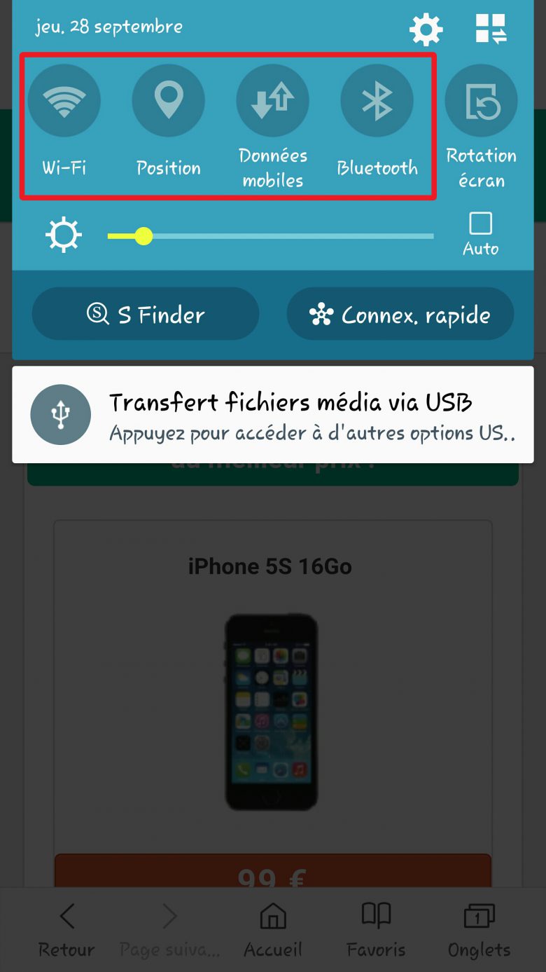 Capture d'écran d'un Samsung Note 4 (Android 6.0)